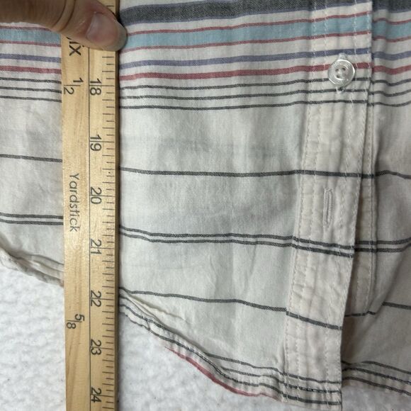 C C California S Sleeveless Striped Cotton Button Up Cream Multi Color Casual - Picture 3 of 4